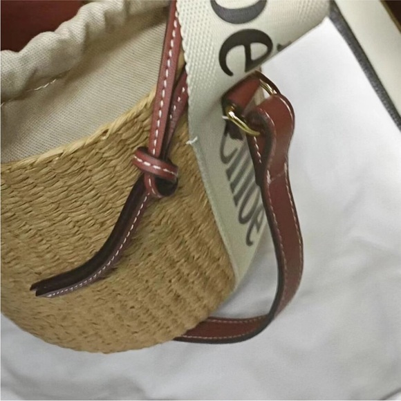Chloe WOODY Straw Woven Bucket Bag Vegetable Basket - Picture 3 of 7